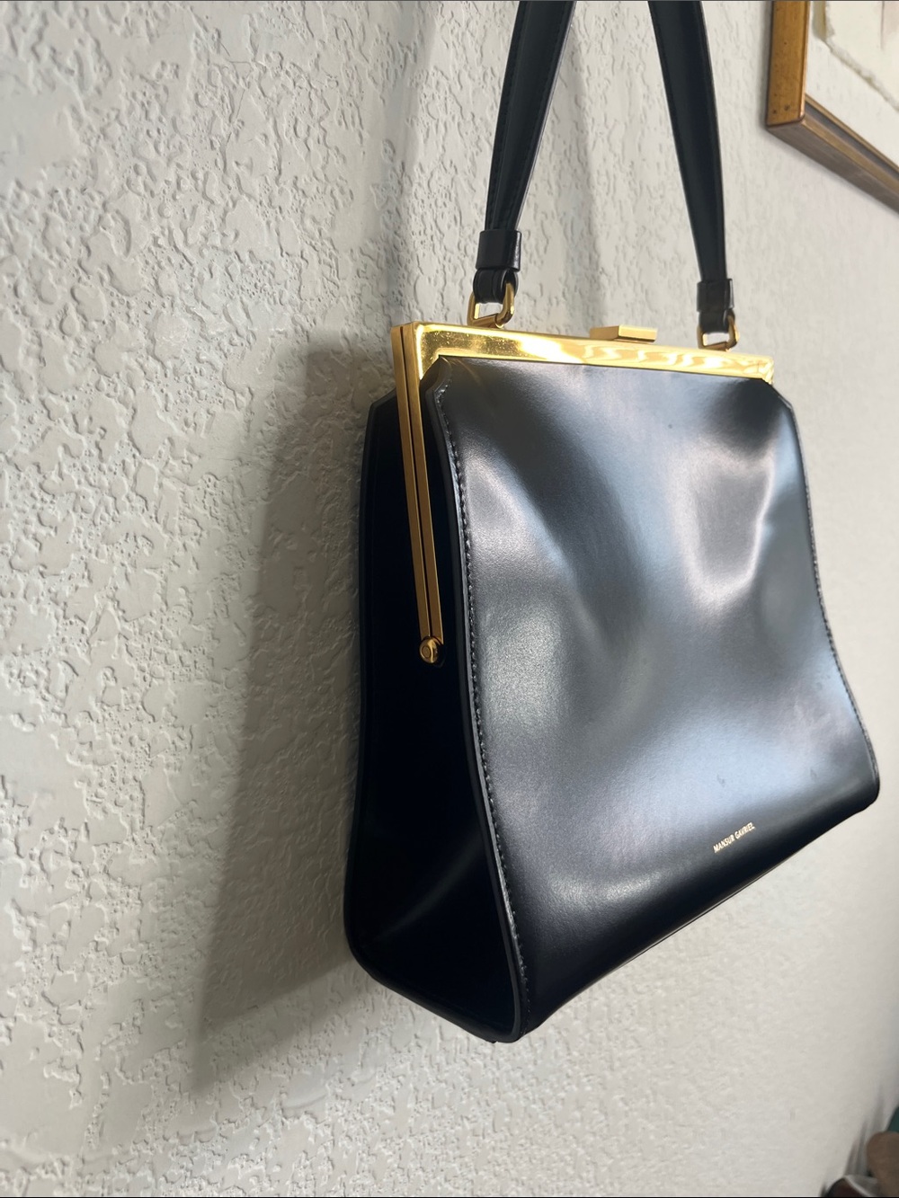 Mansur Gavriel Black Flamma Leather Elegant Bag Gold Tone Hardware w Dustbag - Picture 8 of 13